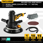 DEKO DKWP180CDLD/DKWP180CD 900W Drywall Sander Grinding Portable Polishing Machine with Sandpaper LED Light and Dust Clooect Bag