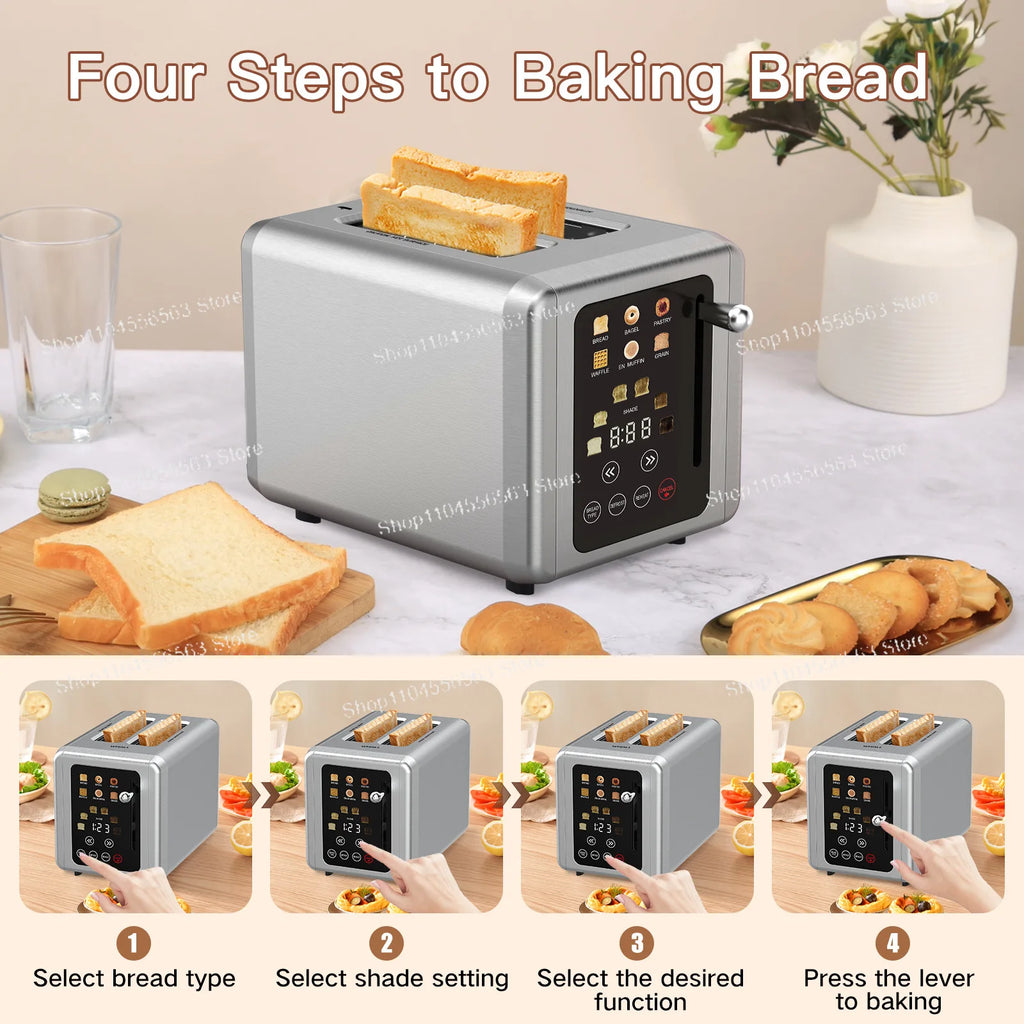 6-In-1 Smart Touch Screen, Breakfast Maker, Multifunction, Sandwich Maker, Toast, Waffles
