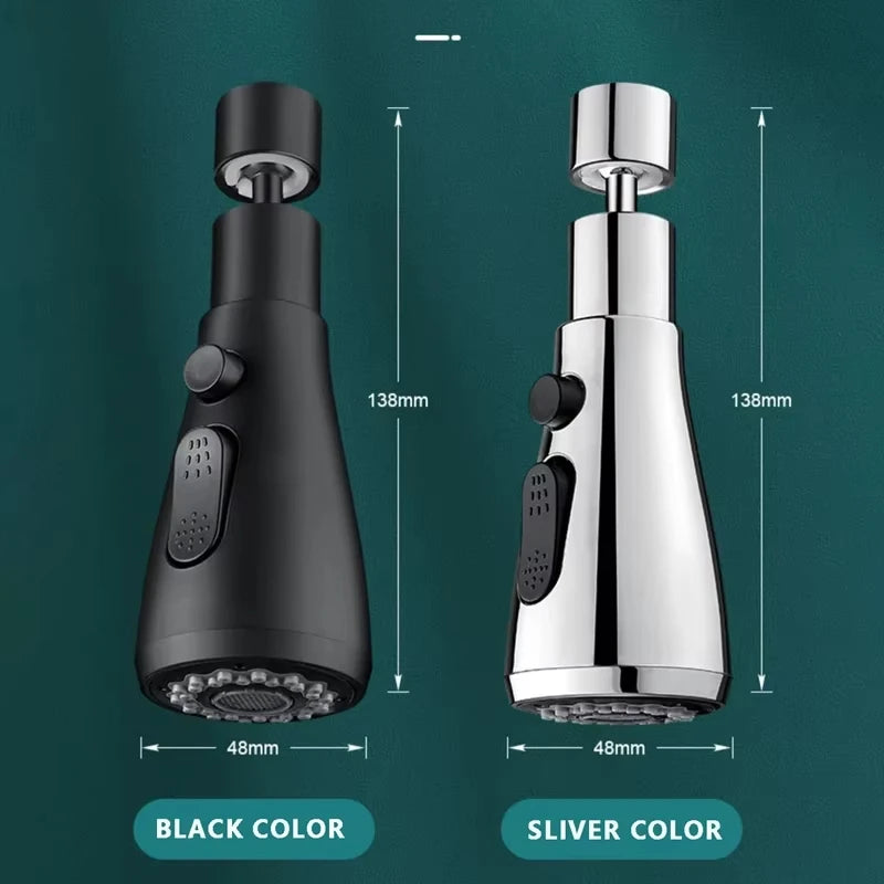 Universal 360° Swivel Kitchen Faucet 3 In 1 Kitchen Faucet Extender Multi-Mode Splashproof Power Flush Faucet Booster