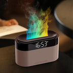 LED Clock Ultrasonic Air Humidifier with Colorful Flame Night Light an