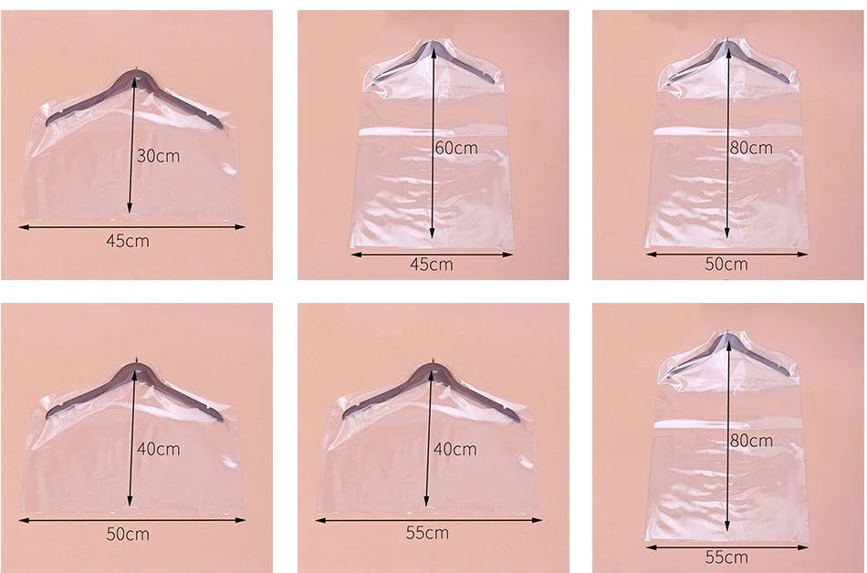 Clear PVC Garment Cover  for Clothes Garment Coat Jacket Shirt Suit Dust 5pcs 18 Wire Moisture Proof Protection Case