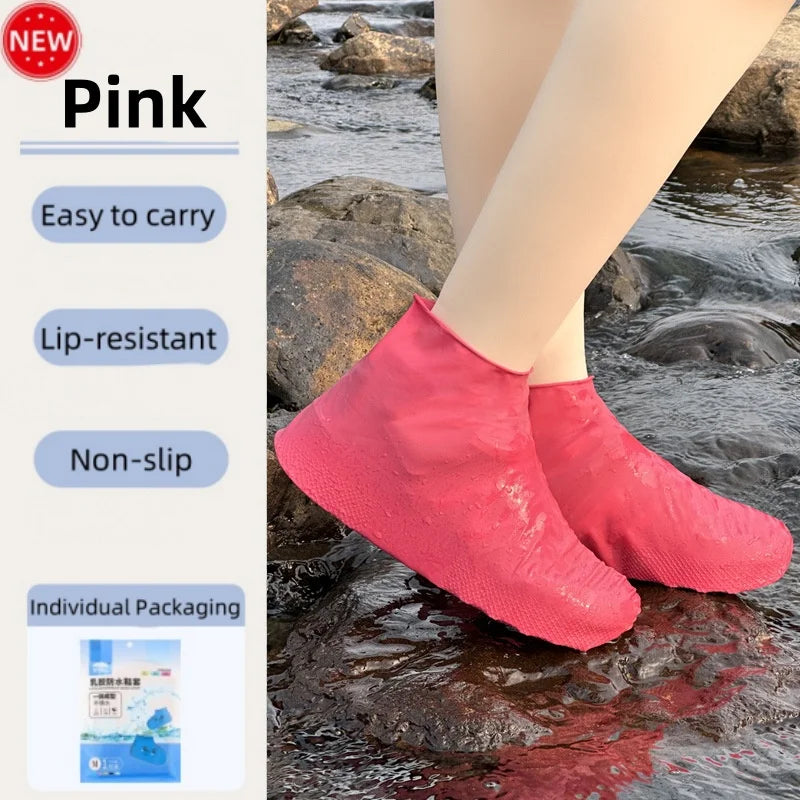 New Thickened Silicone Shoe Covers WaterProof Rubber Rain Boot Covers Reusable Non-slip Rain Shoes Outdoor Rain Gear Accessories