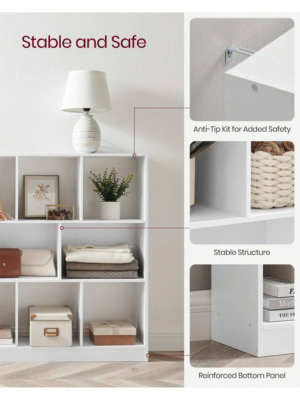 VASAGLE Bookshelf, Bookcase, Book Shelf, Storage Shelf, With 11 Storage Compartments, For Study, Bedroom, Living Room, White