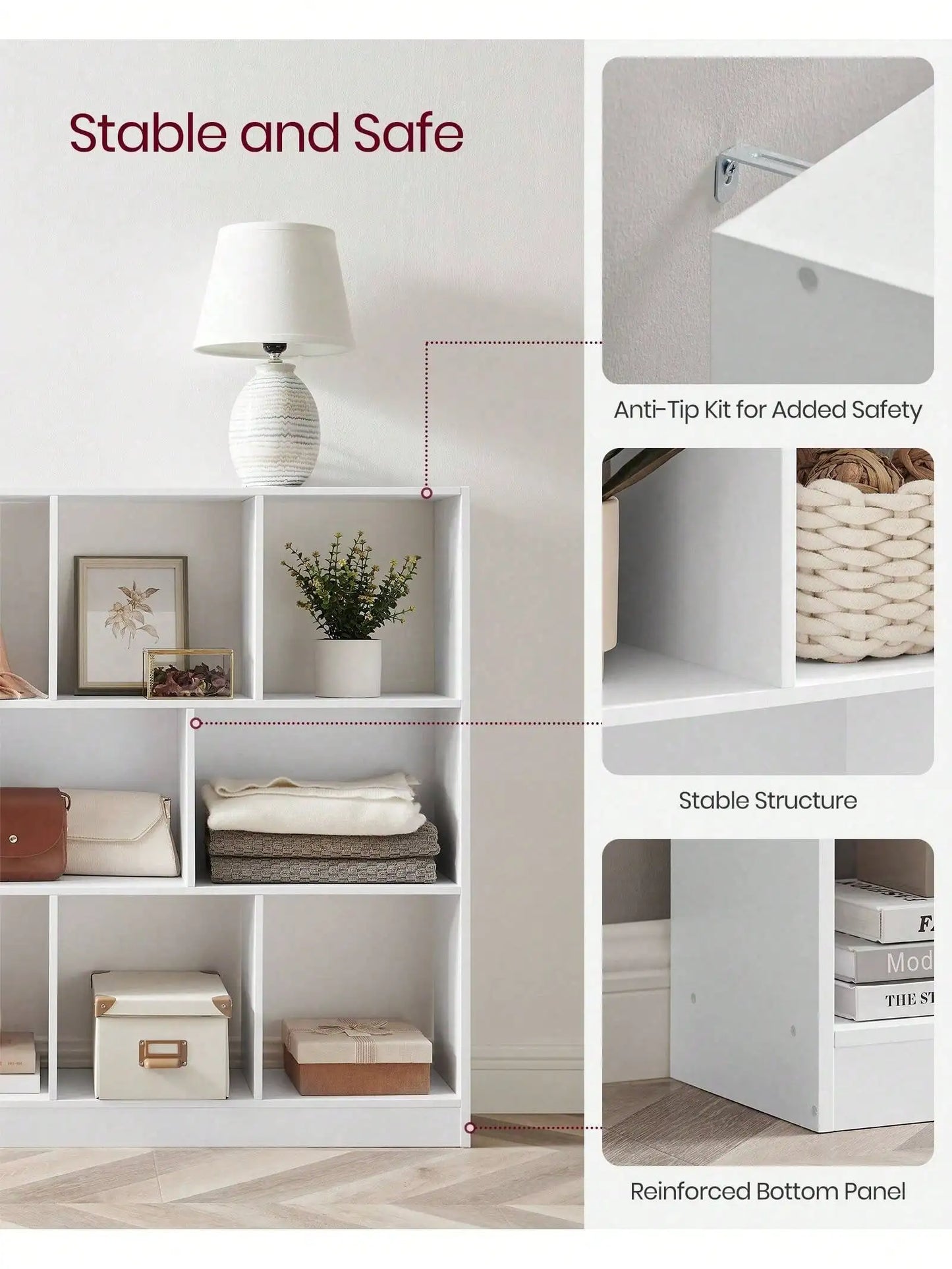 VASAGLE Bookshelf, Bookcase, Book Shelf, Storage Shelf, With 11 Storage Compartments, For Study, Bedroom, Living Room, White