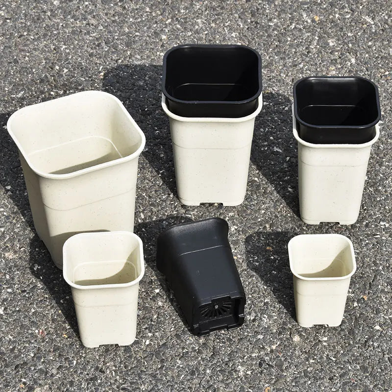 Black/White Thicken Square Succulent Flower Pots Cactus Plant Deep Type High Waist Vientiane Pot Nursery Flowerpot Garden Decor