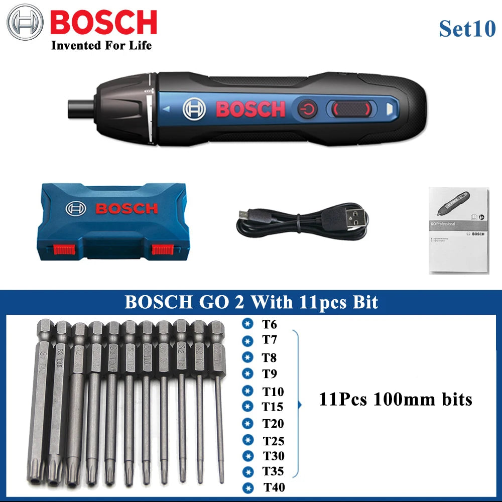 Original Bosch Go2 Electric Screwdriver Set 3.6V Rechargeable Automatic Screwdriver Hand Drill Bosch Go 2 Electric Batch Tool