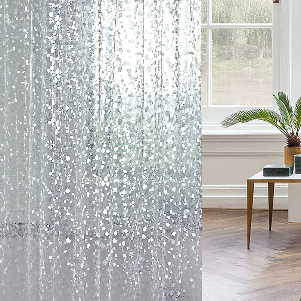 3D Transparent Shower Curtains PVC Bathroom Curtains with Hooks Waterproof Clear Bath Curtains for Bathroom Shower Curtain