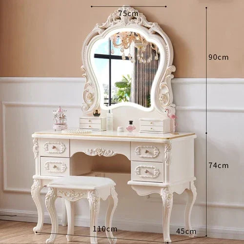 Makeup Vanity Dressing Table Dressers for Bedroom Makeup Vanity Desk Organizer Treasure Chest Girls Tocadores Comfortable Table
