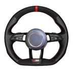 Suede Genuine Leather Car Steering Wheel Cover Braid For Audi R8 (4S) 2015-2019 TT (8S) 2014-2019 TTS 2014-2019 TT RS 2016-2019