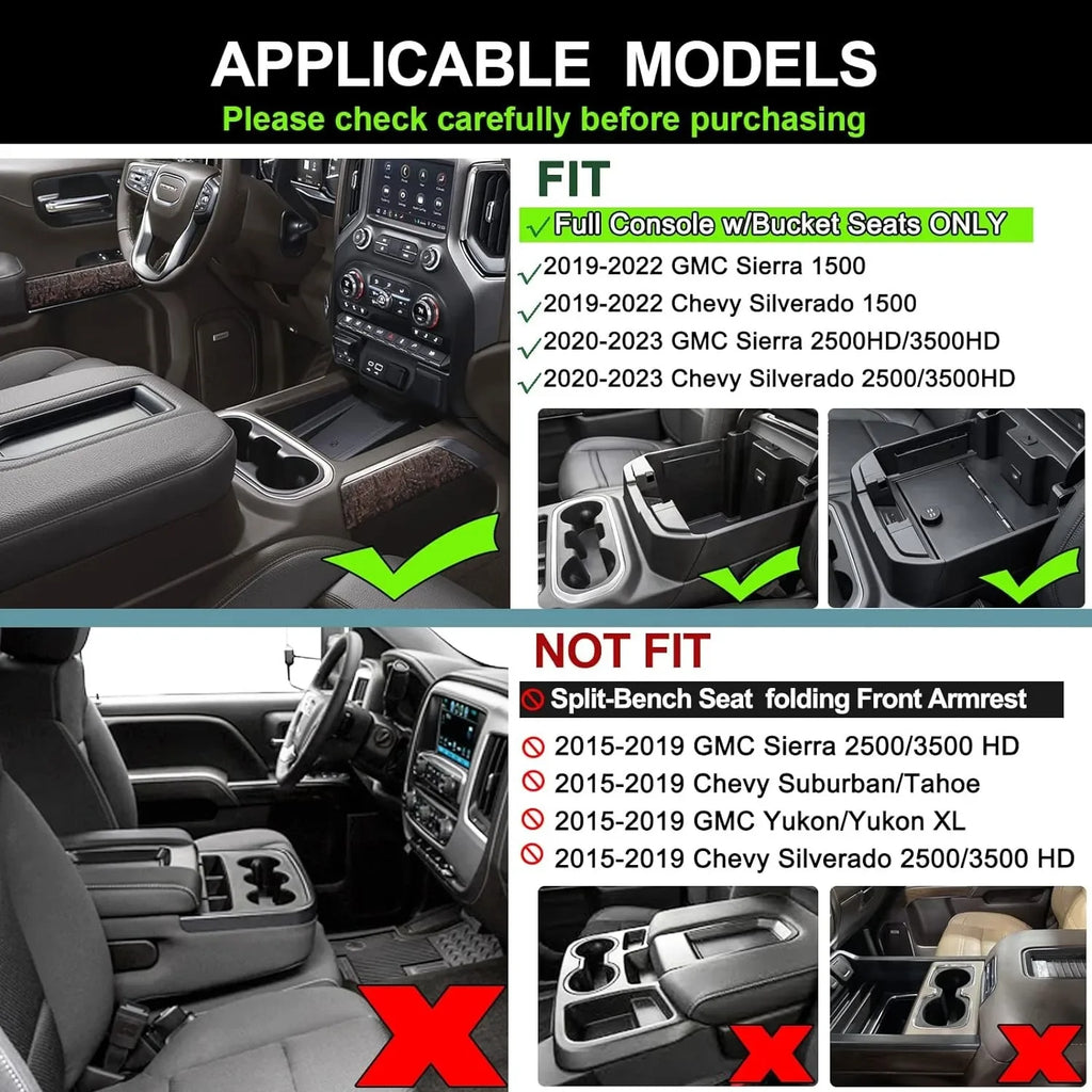 Center Console Organizer Compatible with 2019-2022 Chevy Silverado 1500/GMC Sierra 1500 & 2020-2023 Chevy Silverado