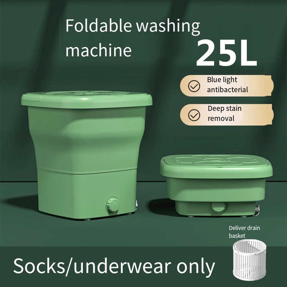 25L Large Portable Washing Machine Folding and Dryer Bucket for Clothe