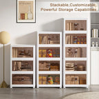 3-Tier Foldable Storage Box with Wheels, Stackable Collapsible Storage Box Portable Organizer Versatile Closet for Home/Office