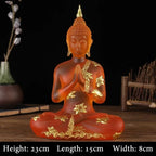 Transparent Sitting Buddha Statue Zen Gesture Thai Buddha Resin Figurine Sculpture Home Office Feng Shui Decoration Ornament