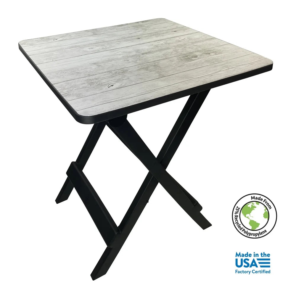 19 Inch Folding Camp Side Table Adjustable Height Lightweight Portable Plastic Outdoor Indoor Compact Stowable Easy Clean