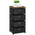 4-Drawer Fabric Closet Organizer | Foldable Clothes Storage Dresser for Bedroom/Dorm/Hallway | Easy Assembly Storage Bins, Black