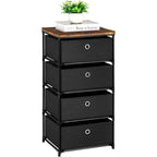4-Drawer Fabric Closet Organizer | Foldable Clothes Storage Dresser for Bedroom/Dorm/Hallway | Easy Assembly Storage Bins, Black