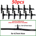 4/7mm Hose Dripper Water Tee Connector Plastic Barbed 1/4" Pipe Tubing Watering Coupling Joint Garden Micro Drip Irrigation Tool