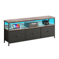 Anajqaqia TV Cabinet, LED Colour Changing TV Cabinet with 3 Drawers, TV Table, with Open Storage Space for Living Room, Bedroom
