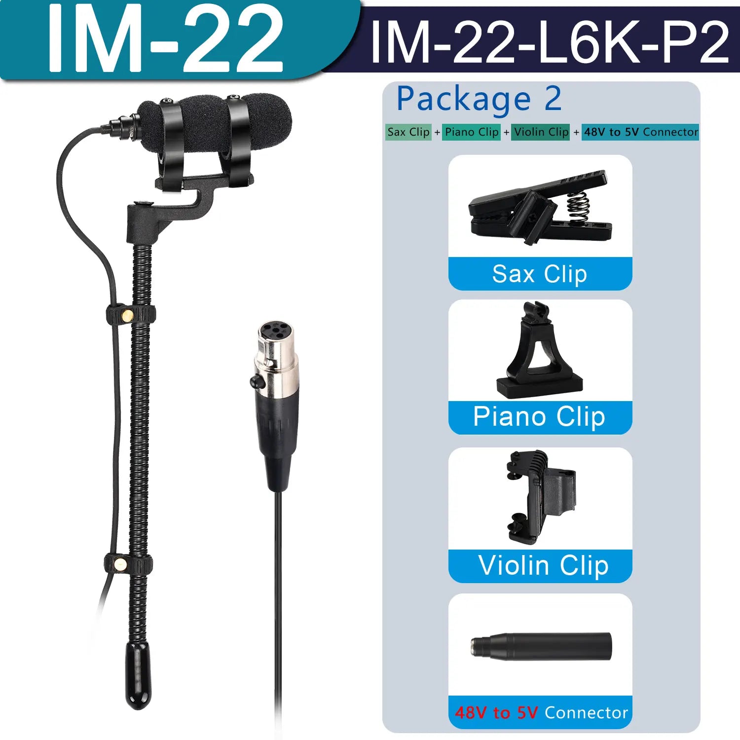 Professional 3 Pin 4 PIN XLR Saxophone Microphone 3.5mm Portable Condenser Instrument Wind Violin Sax Piano Clarinet Mic IM-22