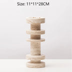 New Chinese Style Yellow Travertine Candle Holder - Elegant Home Decor for Living Room, Coffee Table, Dining Table & Model House