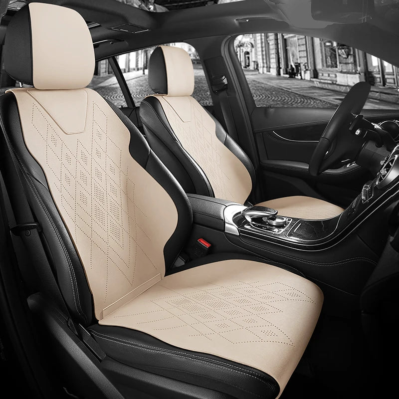 Universal Fit Car Accessories Suede Saddle Seat Cushion Pad Half Covered for 90% Sedan SUV Suede Universal Set Cover 5 Seats