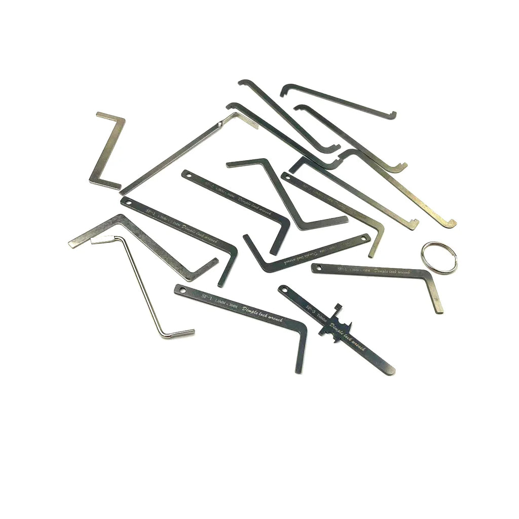 19pcs Locksmith Useful Push Rod Lock Pick Tension Wrench,Stainless Steel Lockpick Hardware Tools for Family