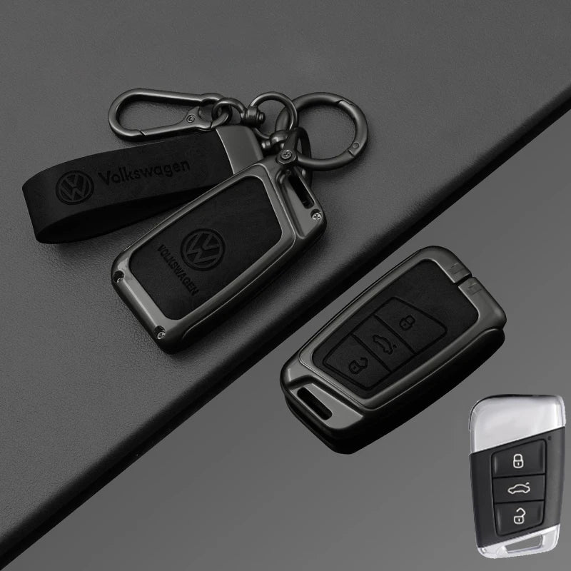 Leather Car Remote Key Case Full Cover Protection Shell for VW Volkswagen Magotan Magotan GTE Passat B6 B7 B8 CC Arteon Keychain