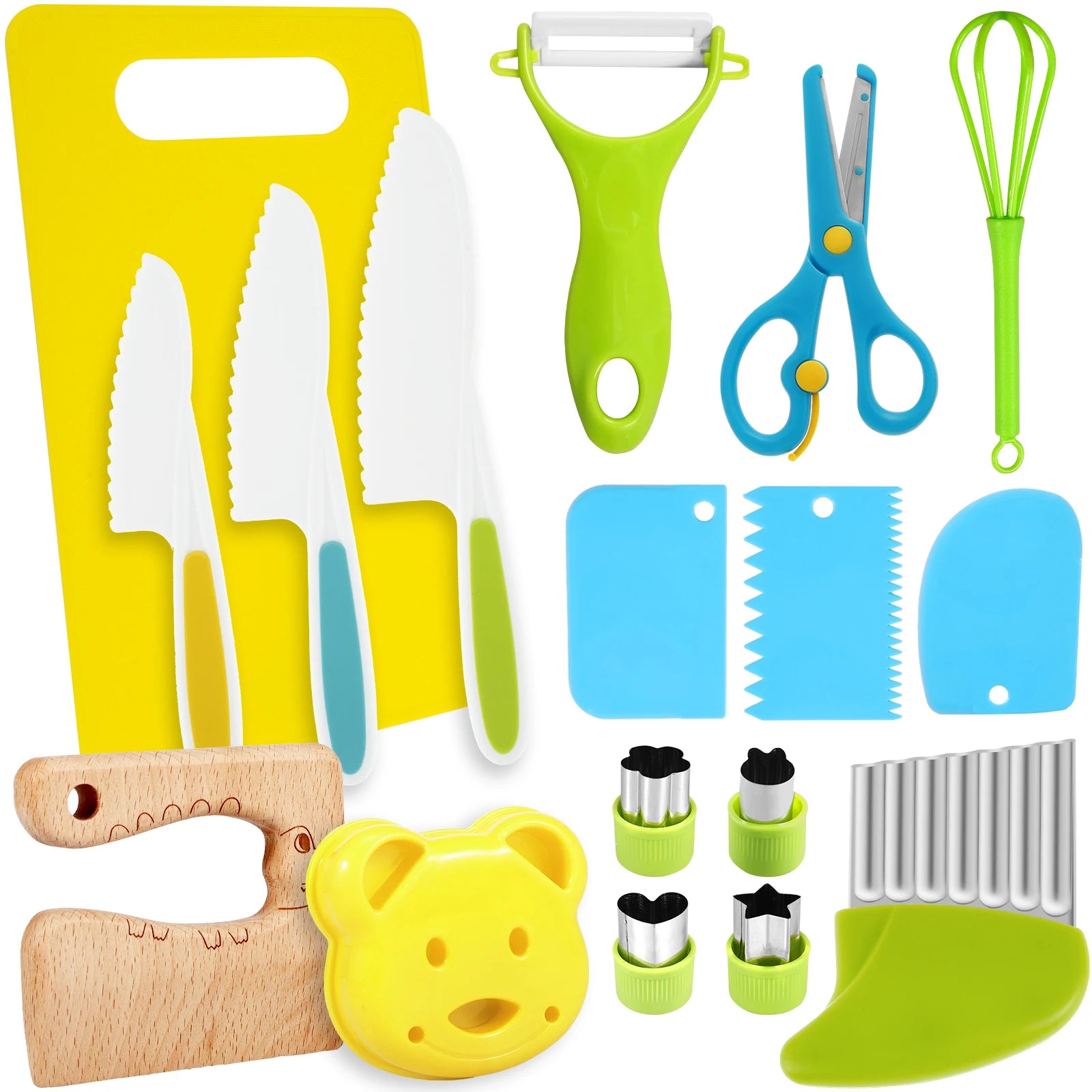 New Kids Cooking Cutter Set Kids Knife Toddler Wooden Cutter Plastic Fruit Knives Crinkle DIY Peeler Tools Kitchen Accessories