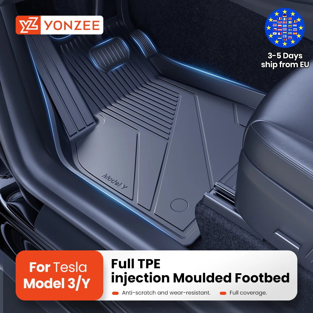 YZ For Tesla Floor Mats Model 3 Y Highland 2021-2024 Car Four Seasons Waterproof Non-slip Floor Mat TPE Special Car Accessories
