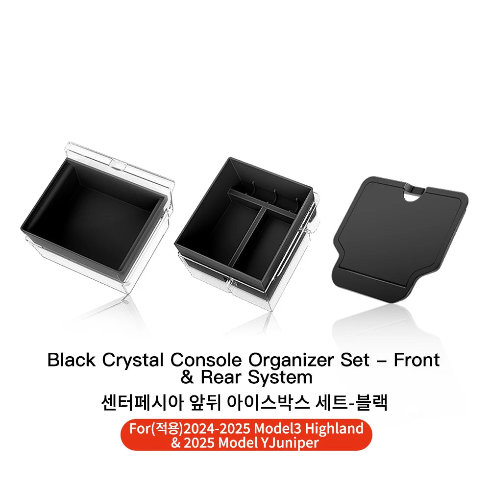 YZ For Tesla Model 3 Highland 2024 Model Y Juniper 2025 Storage Box Center Armrest Hidden Box Cup Holder Organizer Accessories
