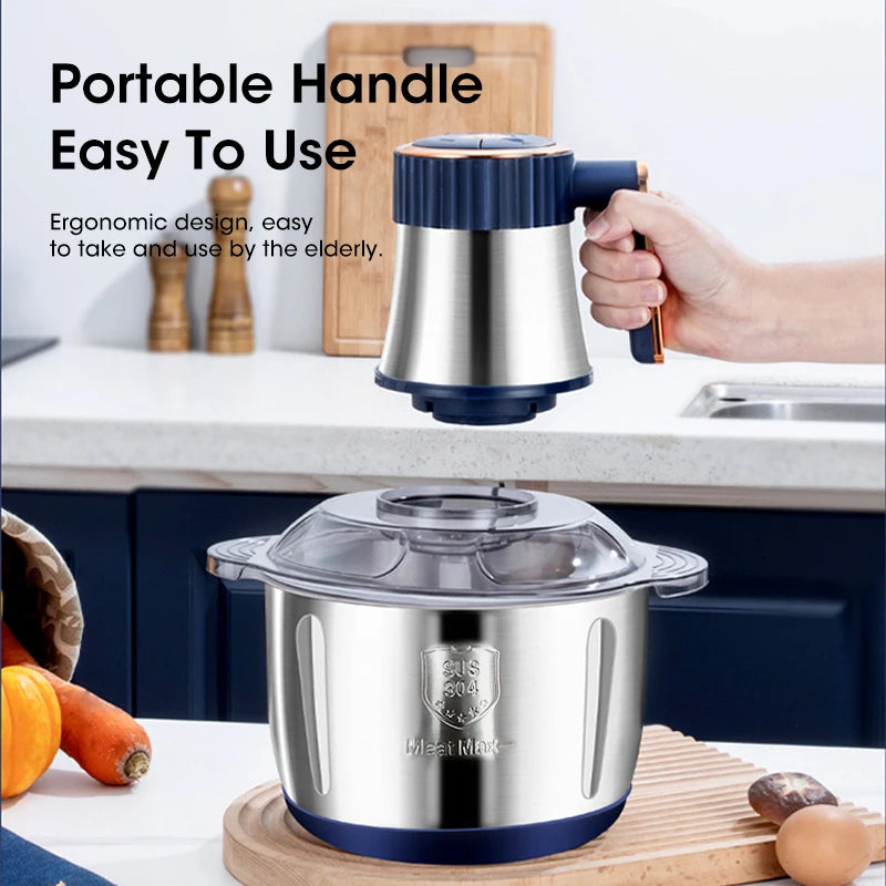 5L Electric Meat Grinder Large Capacity Stainless Steel Flour Mixer Multifunctional Kitchen Vegetable Meat Slicing Grinder Mixer