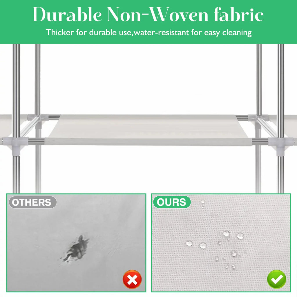 Closet Wardrobe Portable Organizer Storage Rack Clothes Shoe Clothing Shelf Dustproof Non-woven Fabric Quick and Easy to Assembl
