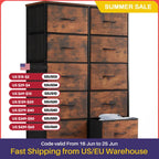 JHK Bedside Table For Bedroom With 10 Fabric Drawers Wardrobe Steel Frame Closet For Storage Cabinet Living Room Of Furniture