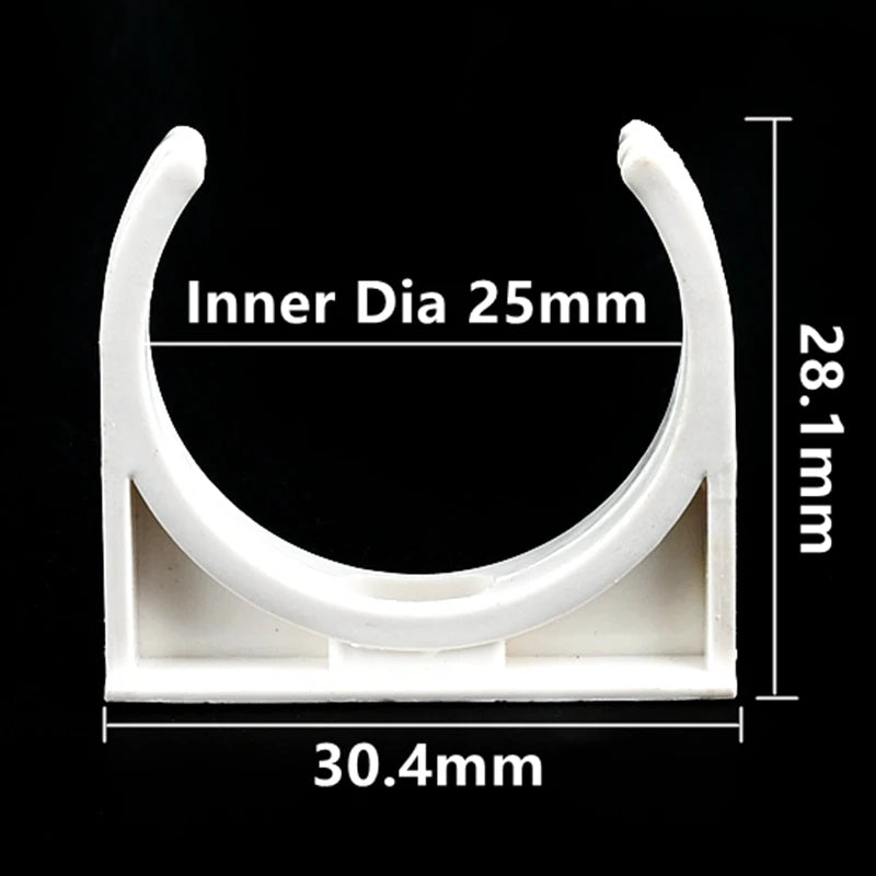 20/25/32/40/50mm White PVC Pipe Clamp UPVC Tube Holder Garden Water Pipe Connector U-shaped Clips Aquarium Fish Tank Accessories