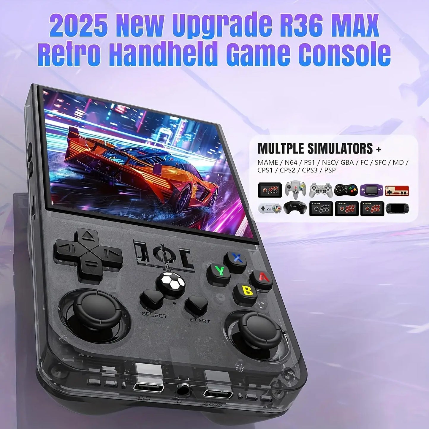 WUDS R36MAX Retro Handheld Game Console with 64G Built-in 18000+ Classic Games, Portable Hand Held Open Source Linux System