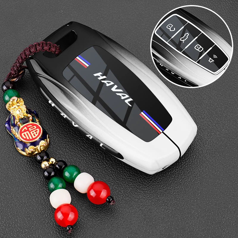 Leather Car Key Case Cover for Great Wall Haval H6 2024 H9 2024 H2 M6 Cool Dog Plus Owl Dragon MAX F7 F7X F7H H8 H3 Accessories