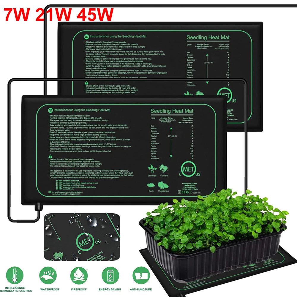 10/25/50CM Seedling Heat Mat Indoor Plants Germination Waterproof Heating Pad Propagation Clone Starter Mat EU/US/AU/UK Plug