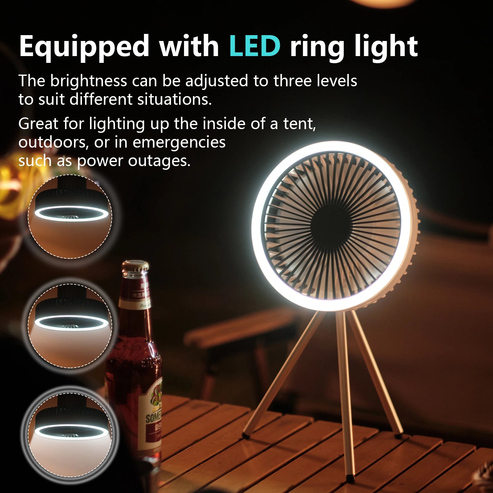 10000mAh Outdoor Camping Ventilator LED Licht Dreibein Tischventilator