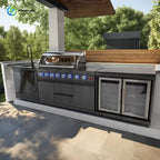 Customized Luxury Outdoor Kitchen Granite Garden Stainless Steel Waterproof Heavy Duty Gas BBQ Full Kitchen Cabinet Frame