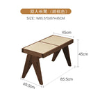 Handmade Rattan Bench with Wabi - Sabi Flair: Solid Wood, Multifunctional for Home & Shoe Storage