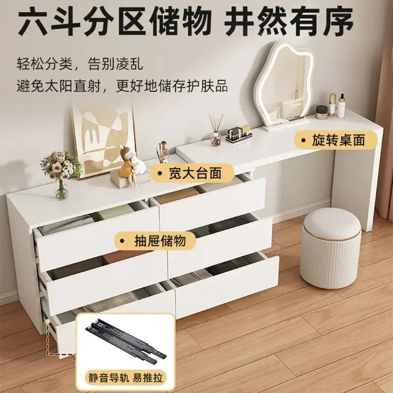 Luxury Dressing Table Drawer White Makeup Mirror Corner Desk Dresser Table Cabinet Organizers Storage Penteadeira Home Furniture