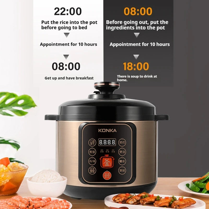 2025 New Electric Rice Cooker Home Multi functional Intelligent 5L Large Capacity Non stick Pot Pressure Cooker