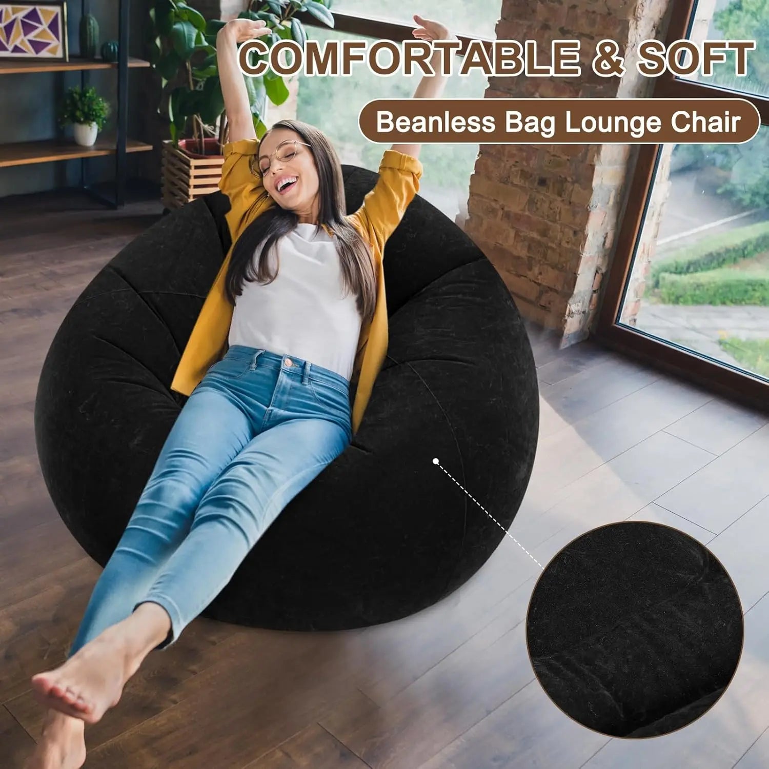 Inflatable Bean Bag Chairs for Adult Blow up Chairs Lazy Sofa Folding Portable Inflatable Chair