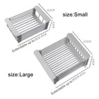 Stainless Steel Kitchen Sink Drain Rack Telescopic Utensil Rack Fruit Vegetable Washing Storage Rack Household Kitchen Accessory