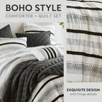 7 Piece Stripe Comforter and Quilt Set-King/Cal King