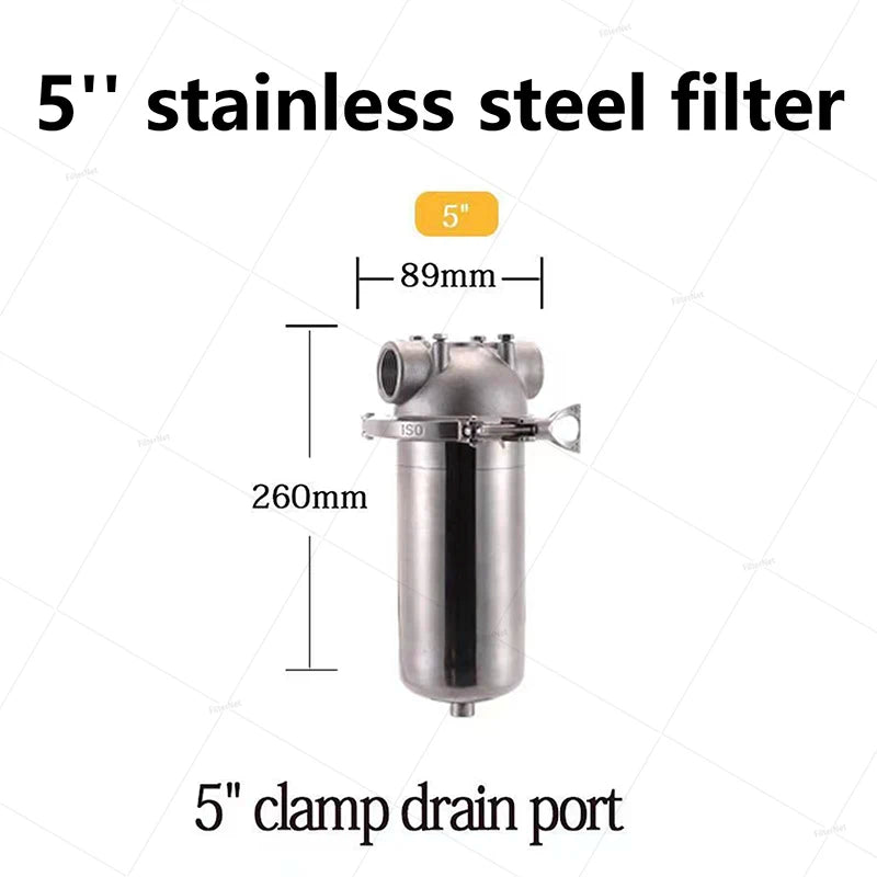 5inch Prefilter 304 Stainless steel hot water filter housing DN15 DN20