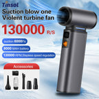 TINSOL Powerful Turbo Fan 130,000RPM Brushless Jet Vacuum Cleaner Blower for Computer/Keyboard/Car Cleaning 8000mAH Air Duster