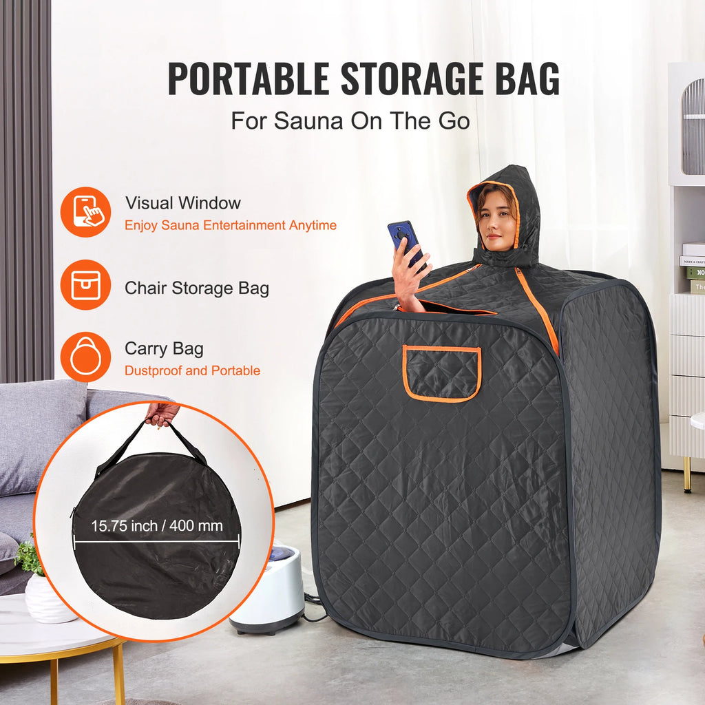 SucceBuy Compact Portable Steam Sauna Tent 1200 Watt Therapeutic  for Detox Relaxation Time Remote Control Personal  for Home
