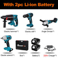 4pcs Electric Tool Kit Set Electric Impact Wrench/125mm Angle Grinder/13mm Electric Drill / Rotary Hammer For Makita 18V Battery