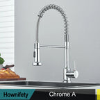 Hownifety Chrome Kitchen Sink Faucet Stainless Steel Hot and Cold Water Tap Deck Mounted Bathroom Gourmet Kitchen Crane